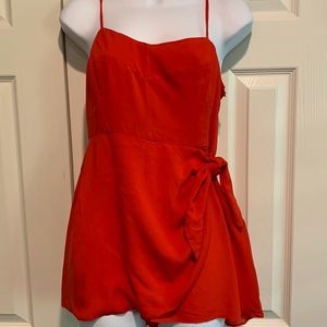 Kimchi Blue/Urban Outfitters Red Romper tie at waist and zipper.
